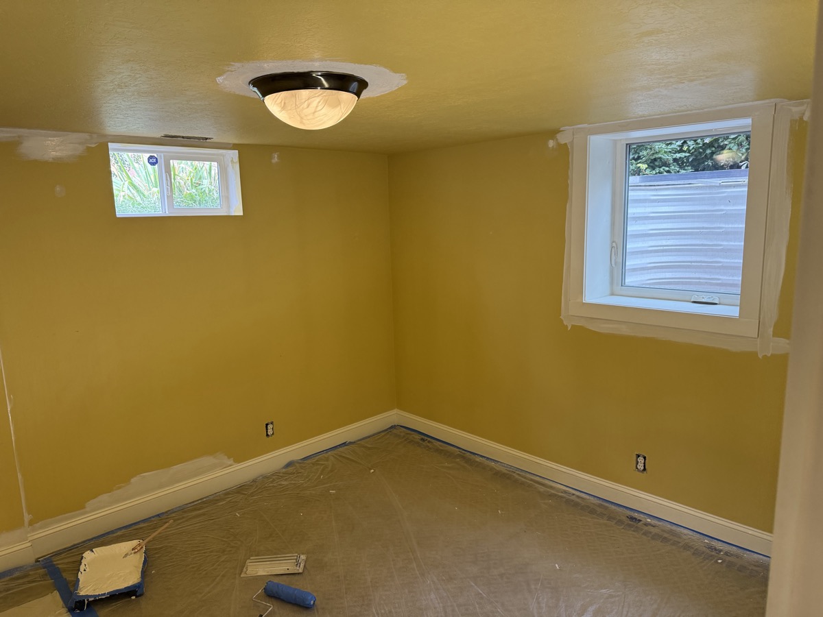 Basement before — yellow walls
